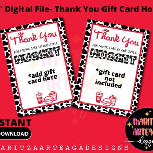 5x7" Digital File- Teacher Appreciation - Thank You Gift Card Holder- CFA Nugget