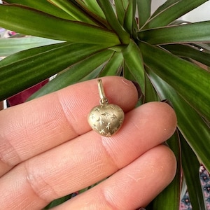 Puffy heart charm in solid 10k yellow gold