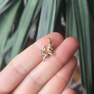 Unicorn gold charm - solid 10K yellow gold