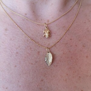 Leaf charm in solid 10k yellow gold image 6