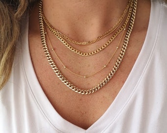 Curb chain in solid 10K yellow gold - 20 inches long