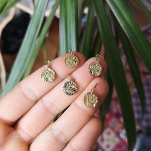 zodiac charms in solid 10K yellow gold