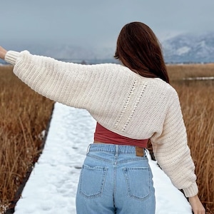 The Tilda Shrug PDF DIGITAL DOWNLOAD Crochet Pattern, Cute Beginner Crochet Shrug, Oversized Bolero Sweater, Cozy Crochet Cardigan Tutorial