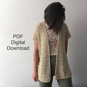 The Wisteria Cardigan PDF DIGITAL DOWNLOAD Crochet Pattern, Women's drapey crochet cardigan pattern, summer cardigan crochet top pattern