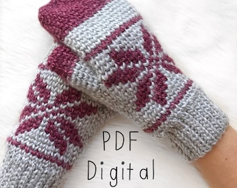 Ice-Kissed Mittens Crochet Pattern PDF DIGITAL DOWNLOAD, crochet mitten pattern, fair isle crochet, tapestry crochet, knit look crochet mit