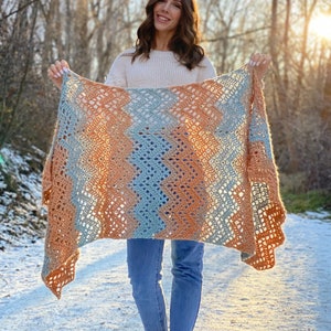 The Coastal Shores Wrap PDF DIGITAL DOWNLOAD Crochet Pattern, Cute Crochet Shawl, Beginner Friendly Crochet Wrap, Easy Crochet Scarf Pattern