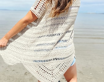 The Ocean Point Cardigan PDF DIGITAL DOWNLOAD Crochet Pattern, Long Summer Cardigan, Cute Lace Crochet Cardigan, Cotton Cardigan Tutorial