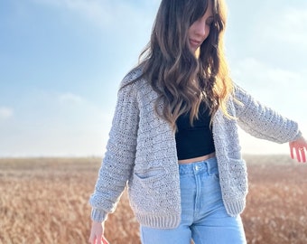 Le cardigan étoilé PDF TÉLÉCHARGEMENT NUMÉRIQUE Modèle de crochet, pull au crochet mignon pour femme, tutoriel de cardigan au crochet confortable pour les débutants