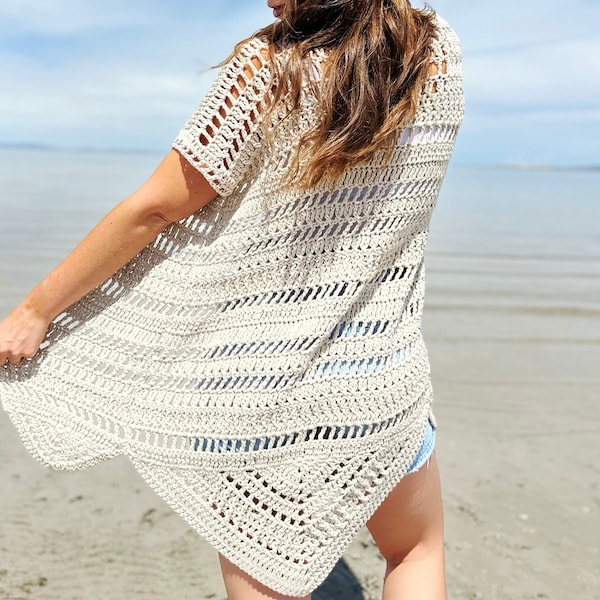 The Ocean Point Cardigan PDF DIGITAL DOWNLOAD Crochet Pattern, Long Summer Cardigan, Cute Lace Crochet Cardigan, Cotton Cardigan Tutorial