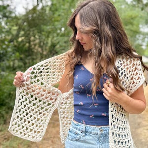 The Fernbrook Cardigan PDF DIGITAL DOWNLOAD Crochet Pattern, Lacy Crochet Summer Top, One Piece Crochet Sweater, Video Tutorial Included