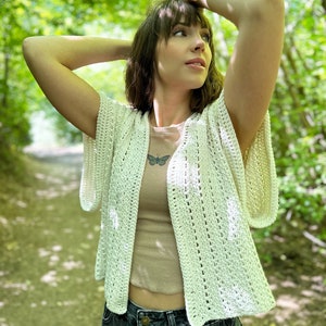 The Sailor Cardigan PDF DIGITAL DOWNLOAD Crochet Pattern, Women&#39;s Crochet Sweater Pattern, Cute Oversized Sleeve Crochet Top For Beginners