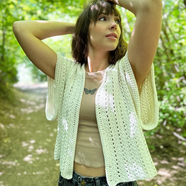 The Sailor Cardigan PDF DIGITAL DOWNLOAD Crochet Pattern, Women's Crochet Sweater Pattern, Cute Oversized Sleeve Crochet Top For Beginners