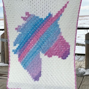 Unicorn Dreams Afghan PDF DIGITAL DOWNLOAD Crochet Pattern, Corner 2 Corner Crochet Unicorn Blanket Pattern, Cute unicorn crochet blanket image 1