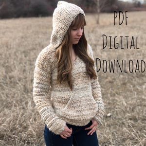 The Butterbeer Pullover PDF DIGITAL DOWNLOAD Crochet Pattern, crochet hoodie pattern, women's hoodie crochet, crochet sweater pattern, hood