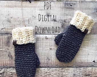 Frosty Forest Mittens PDF DIGITAL DOWNLOAD Crochet pattern, crochet mitten pattern, chunky crochet mitten pattern, cozy mitten, knit look
