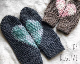 Plaid About You Mittens PDF DIGITAL DOWNLOAD Crochet pattern, Women's Crochet Mittens, Kids crochet mittens, Plaid heart crochet mittens