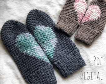 Plaid About You Mittens PDF DIGITAL DOWNLOAD Crochet pattern, Women's Crochet Mittens, Kids crochet mittens, Plaid heart crochet mittens