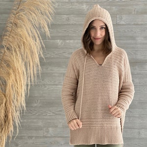 Happy At Home Hoodie PDF DIGITAL DOWNLOAD Crochet Pattern, Women's Crochet Hoodie Pullover Sweater Pattern, Oversized Pullover Crochet Top image 7