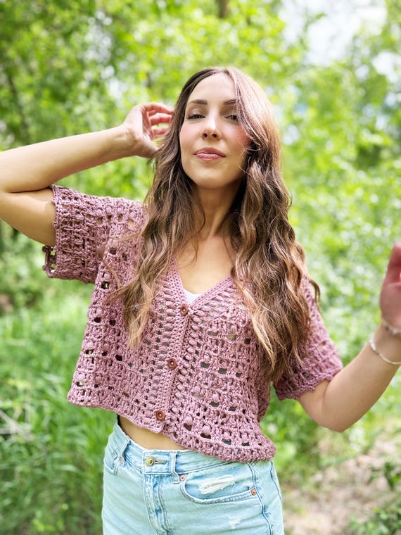 The Boxy Blooms Cardigan PDF DIGITAL DOWNLOAD Crochet Pattern, Cropped Button-Up Cardigan Pattern, Boxy Lace Cardigan Tutorial, Cute Crochet