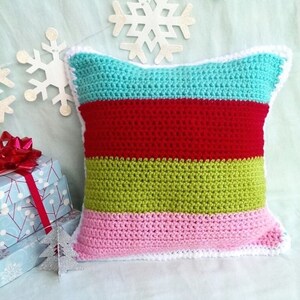 Festive Winter Pillow Crochet PDF DIGITAL DOWNLOAD Pattern, crochet christmas gift, diy home christmas decor, winter decor, crochet pillow image 5