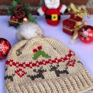 Mistletoe Kisses Beanie PDF DIGITAL DOWNLOAD Crochet pattern, Fair isle crochet hat pattern, christmas hat, reindeer winter hat pattern, image 7