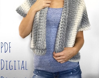 The Lazy Day Cardigan PDF DIGITAL DOWNLOAD Modèle au crochet, modèle de cardigan au crochet pour femmes, haussement d'épaules au crochet, pull au crochet, modèle facile