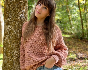 The Foggy Shores Pullover PDF DIGITAL DOWNLOAD Häkelanleitung, Damen Häkelanleitung, häkeln, Anleitung für übergroßen bequemen Häkelpullover