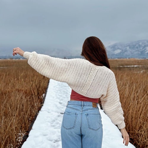 The Tilda Shrug PDF DIGITAL DOWNLOAD Crochet Pattern, Cute Beginner Crochet Shrug, Oversized Bolero Sweater, Cozy Crochet Cardigan Tutorial