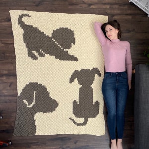 Draped In Dogs Afghan PDF DIGITAL DOWNLOAD Crochet Pattern, Giant Corner 2 Corner Dog Blanket Pattern, Crochet Afghan Dog Blanket Pattern