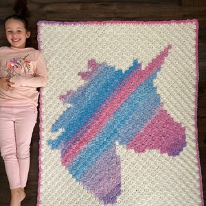 Unicorn Dreams Afghan PDF DIGITAL DOWNLOAD Crochet Pattern, Corner 2 Corner Crochet Unicorn Blanket Pattern, Cute unicorn crochet blanket image 4