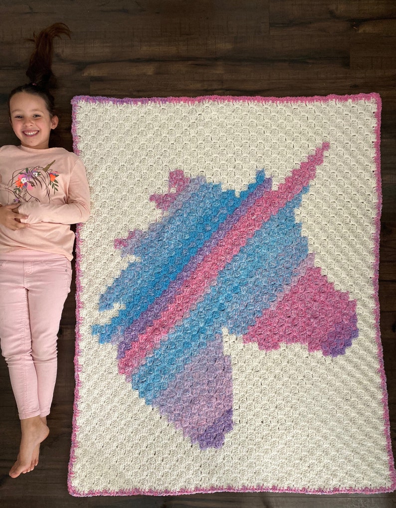 Unicorn Dreams Afghan PDF DIGITAL DOWNLOAD Crochet Pattern, Corner 2 Corner Crochet Unicorn Blanket Pattern, Cute unicorn crochet blanket image 4