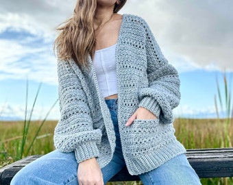 The Foggy Shores Cardigan PDF DESCARGA DIGITAL Patrón de ganchillo, Cárdigan de ganchillo de gran tamaño para mujer, Patrón de suéter de ganchillo lindo y fácil