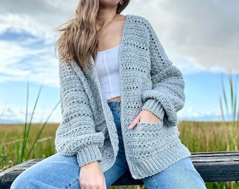 The Foggy Shores Cardigan PDF DIGITAL DOWNLOAD Crochet Pattern, Women's Oversized Crochet Cardigan, Cute and Easy Crochet Sweater pattern