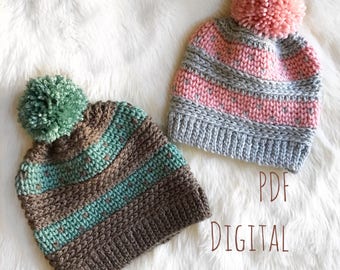 The Riverstone Beanie PDF DIGITAL DOWNLOAD Crochet Pattern, Crochet beanie pattern, fair isle crochet pattern, slouchy crochet hat knit look