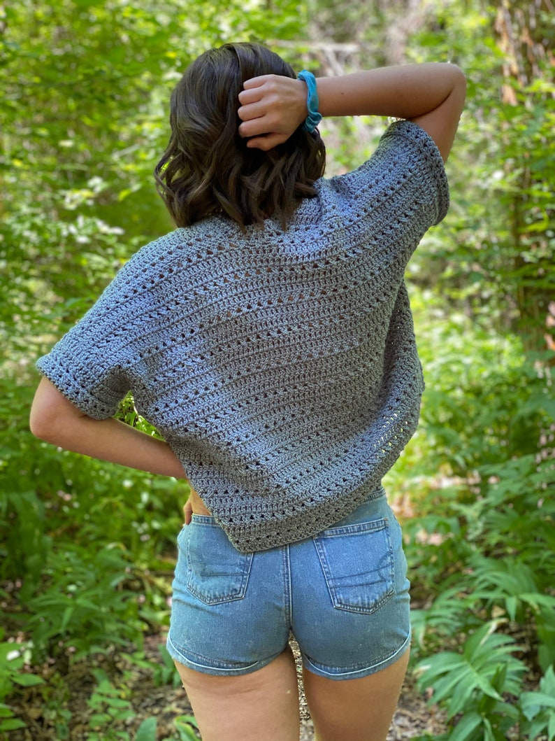 Sunday Morning Cardigan PDF DIGITAL DOWNLOAD Crochet Pattern, Women's Short Sleeved Crop Cardigan, Cute Crochet Summer Top Pattern Download image 4