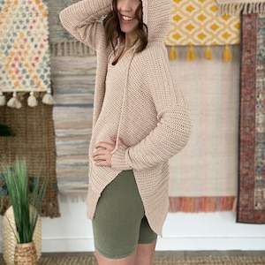 Happy At Home Hoodie PDF DIGITAL DOWNLOAD Crochet Pattern, Women's Crochet Hoodie Pullover Sweater Pattern, Oversized Pullover Crochet Top image 5