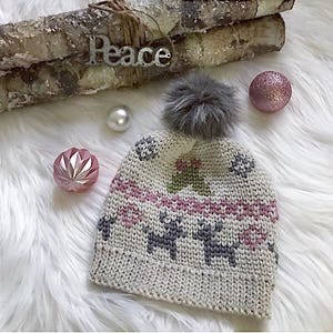 Mistletoe Kisses Beanie PDF DIGITAL DOWNLOAD Crochet pattern, Fair isle crochet hat pattern, christmas hat, reindeer winter hat pattern, image 3