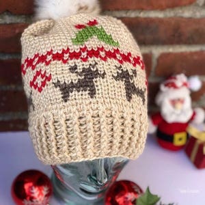 Mistletoe Kisses Beanie PDF DIGITAL DOWNLOAD Crochet pattern, Fair isle crochet hat pattern, christmas hat, reindeer winter hat pattern, image 5