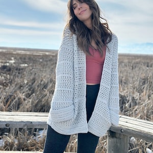 The Morning Mug Cardigan PDF DIGITAL DOWNLOAD Crochet Pattern, Women&#39;s Long Crochet Cardigan, Cute Cuffed Sleeve Crochet Sweater Pattern