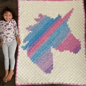 Unicorn Dreams Afghan PDF DIGITAL DOWNLOAD Crochet Pattern, Corner 2 Corner Crochet Unicorn Blanket Pattern, Cute unicorn crochet blanket image 3