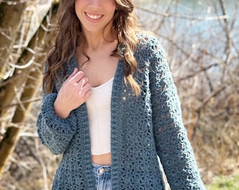 The Towhee Cardigan PDF DIGITAL DOWNLOAD Crochet Pattern, Women's Crochet Sweater Pattern, How To Crochet A Cozy Cardigan With Pockets