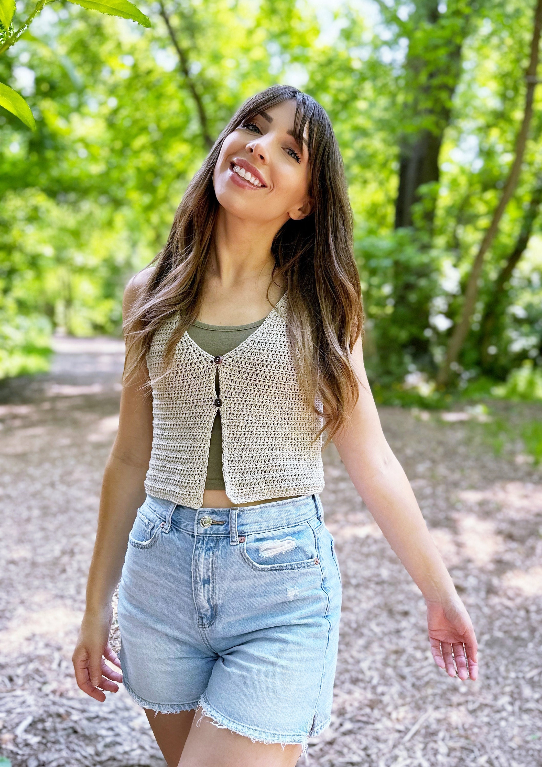 Haut Débardeur Crocheté Candies - Taille L - Couleur Beige - Occasion Très Bon état