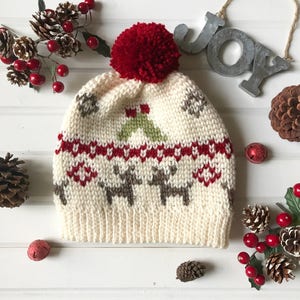 Mistletoe Kisses Beanie PDF DIGITAL DOWNLOAD Crochet pattern, Fair isle crochet hat pattern, christmas hat, reindeer winter hat pattern, image 6