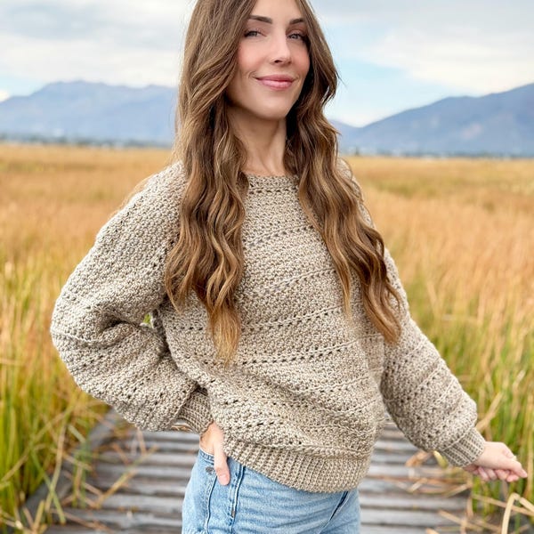 The Foggy Shores Pullover PDF DIGITAL DOWNLOAD Häkelanleitung, Damen Häkelanleitung, häkeln, Anleitung für übergroßen bequemen Häkelpullover