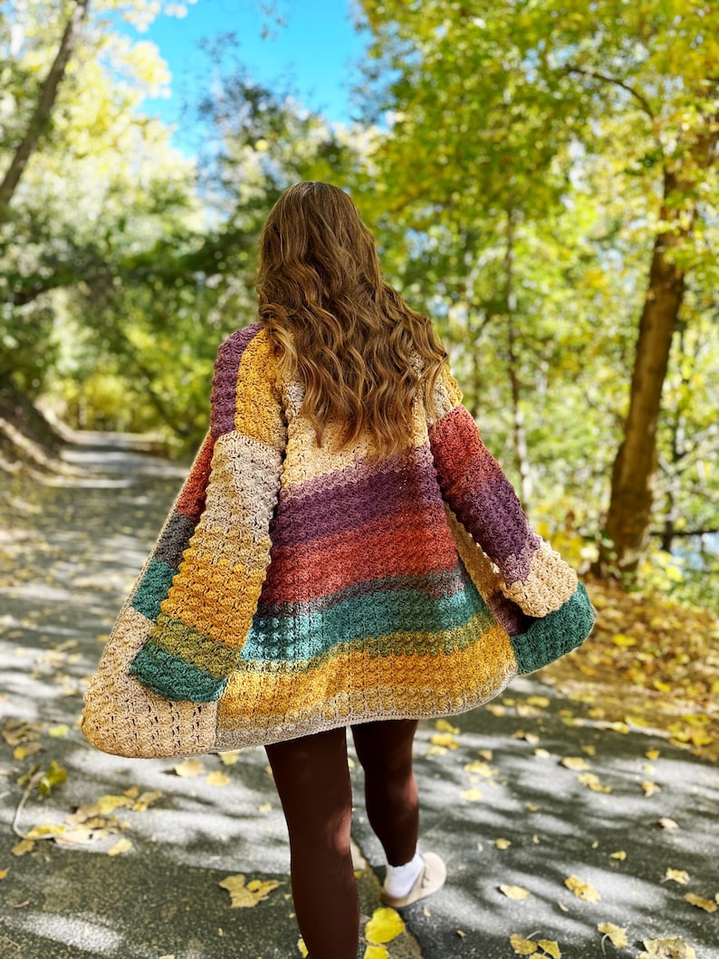 echoes crochet cardigan, crochet sweater, pdf pattern, long mandala cardigan design, easy crochet sweater, cozy and comfy sweater, download, crochet tutorial, evelynandpeter, crochet clothes, how to crochet, oversized sweater pattern, lion brand yarn