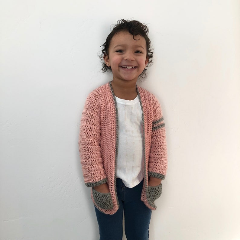 The Varsity Cardigan PDF DIGITAL DOWNLOAD Crochet Pattern, Crochet Cardigan in adult and child sizes, Mommy And Me Crochet sweater set image 9