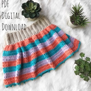 The Lola Skirt PDF DIGITAL Crochet PATTERN Download, Kids skirt crochet pattern, toddler crochet skirt pattern, ruffle skirt crochet pattern