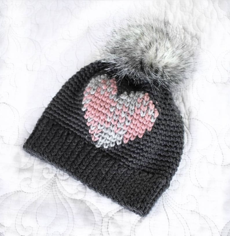 Plaid About You Beanie PDF DIGITAL DOWNLOAD Crochet Pattern, plaid heart hat crochet pattern gingham beanie, winter plaid hat, buffalo plaid image 5