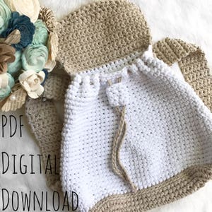 The Summer Solstice Backpack PDF DIGITAL DOWNLOAD Crochet Pattern, cute backpack crochet pattern, crochet bag pattern Drawstring bag pattern