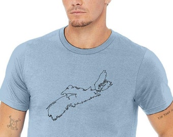 T-shirt Nova Scotia Map, NS T-shirt, Outline Tshirt, Unisex Tees, Provincial T shirt, Tshirt cartografica, Camicia moderna, Camicie minimaliste